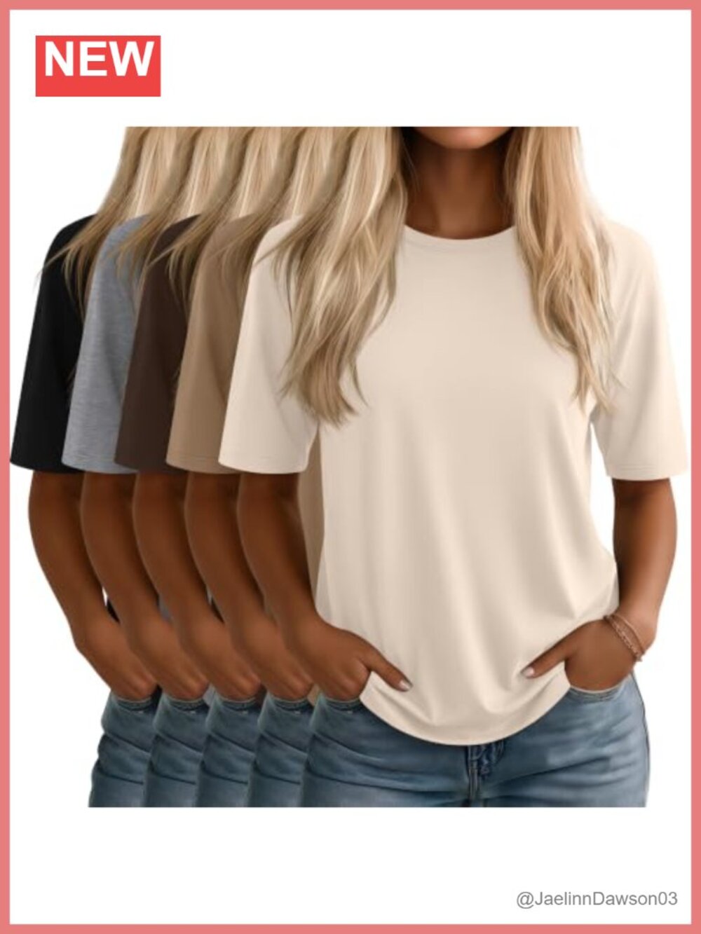 5 Pack Women's Half Sleeve T-Shirts Loose Fit Crew Neck Summer Tees